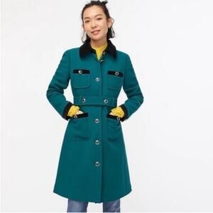 J. Crew Lady Coat Velvet Trimmed